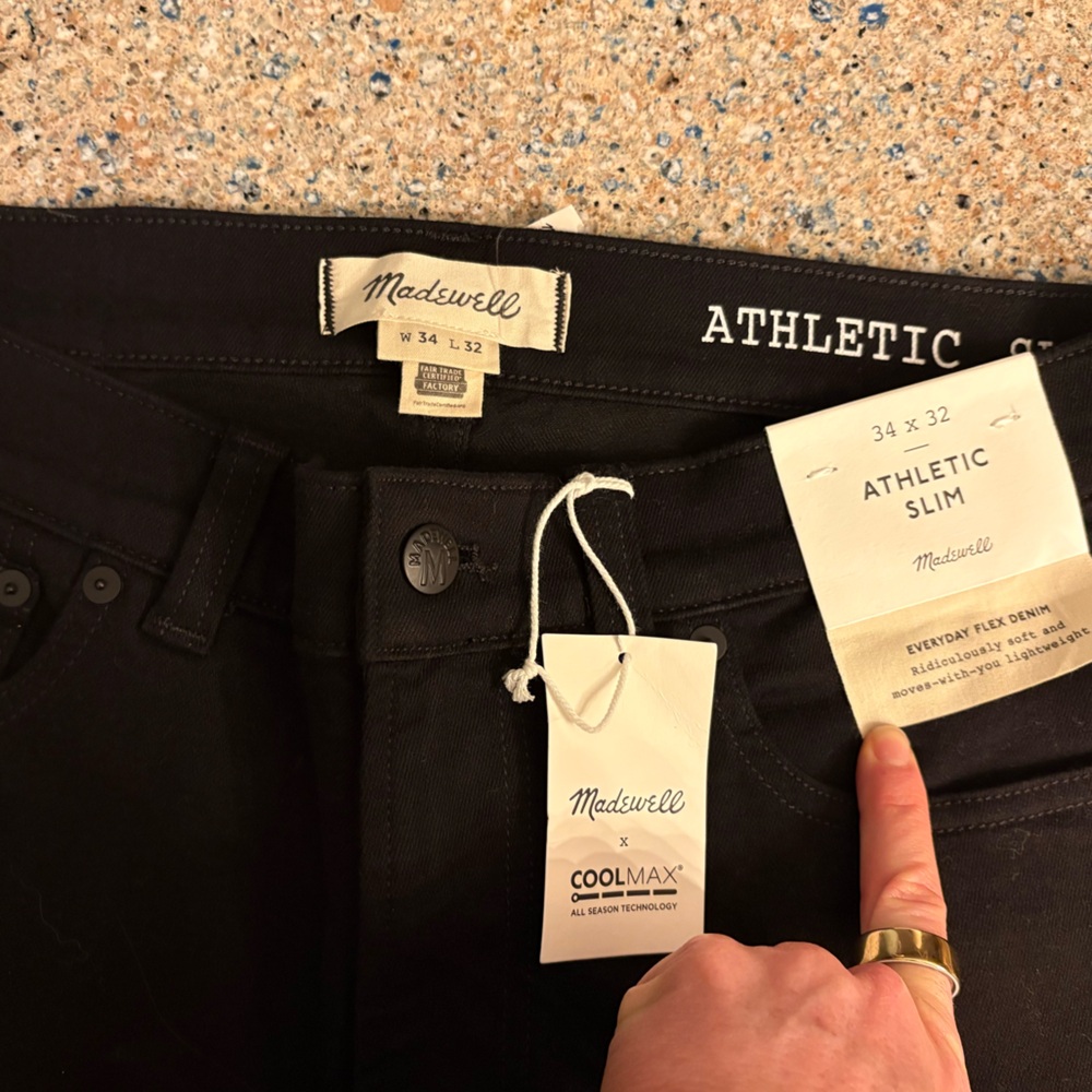 NWT Madewell Men’s Athletic Slim Jeans Black 34x32